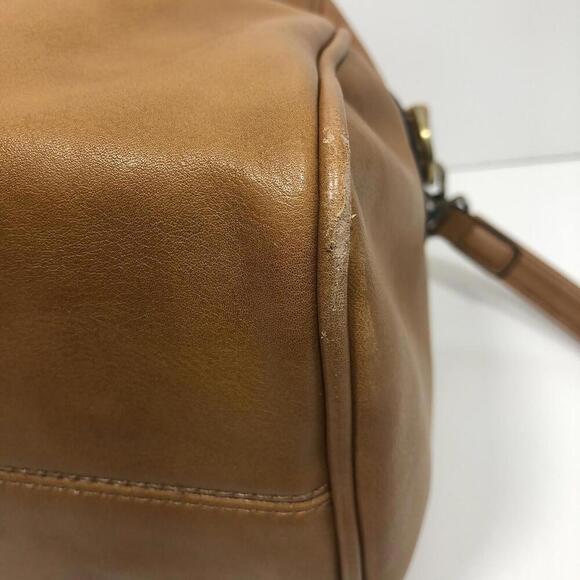 David Jones Shoulder Bag Handbag Purse Tan Faux Leather Shoulder & Double Straps - Picture 8 of 9
